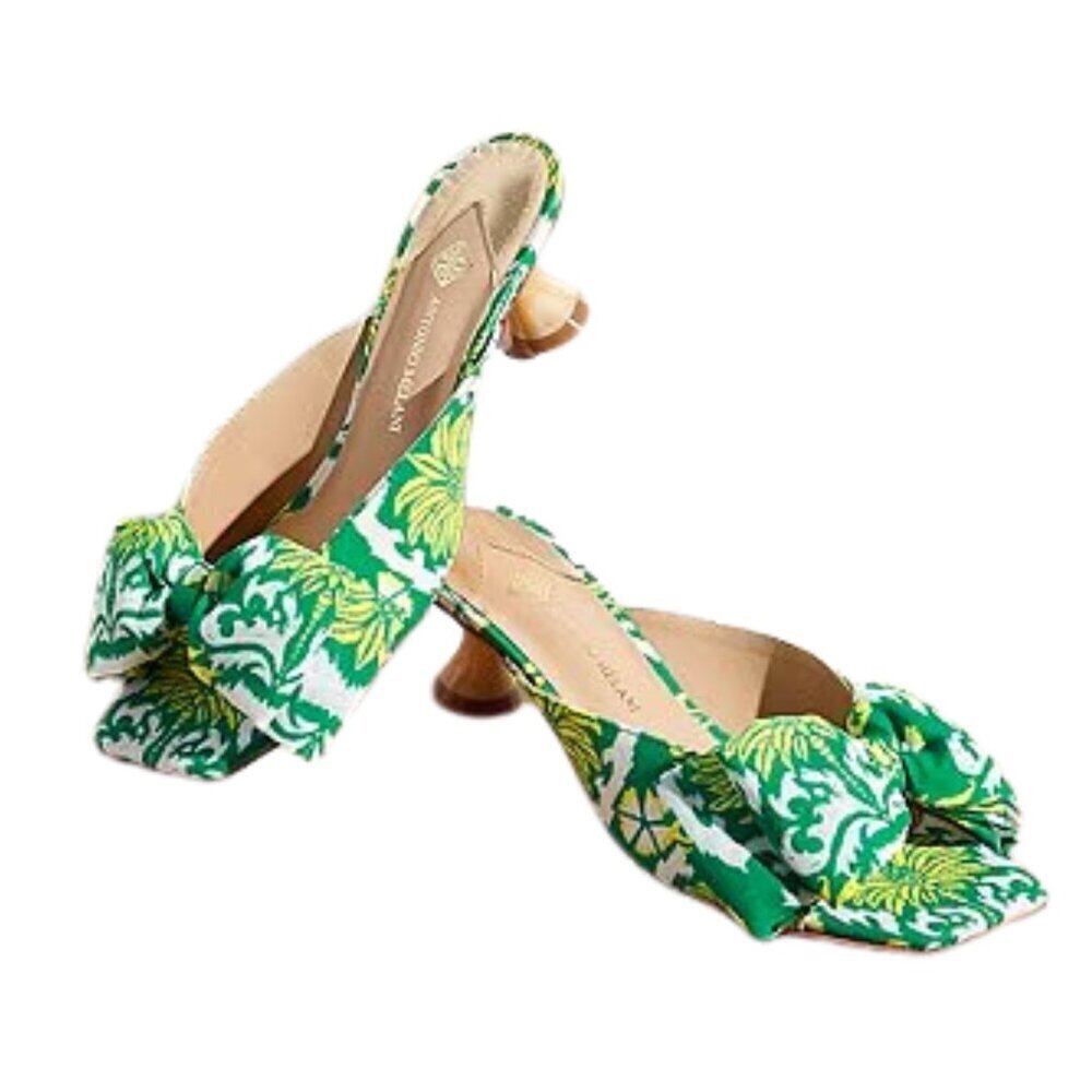 NEW Antonio Melani Alora Royal Palm Print Bow Slide Sandal in Green Multi